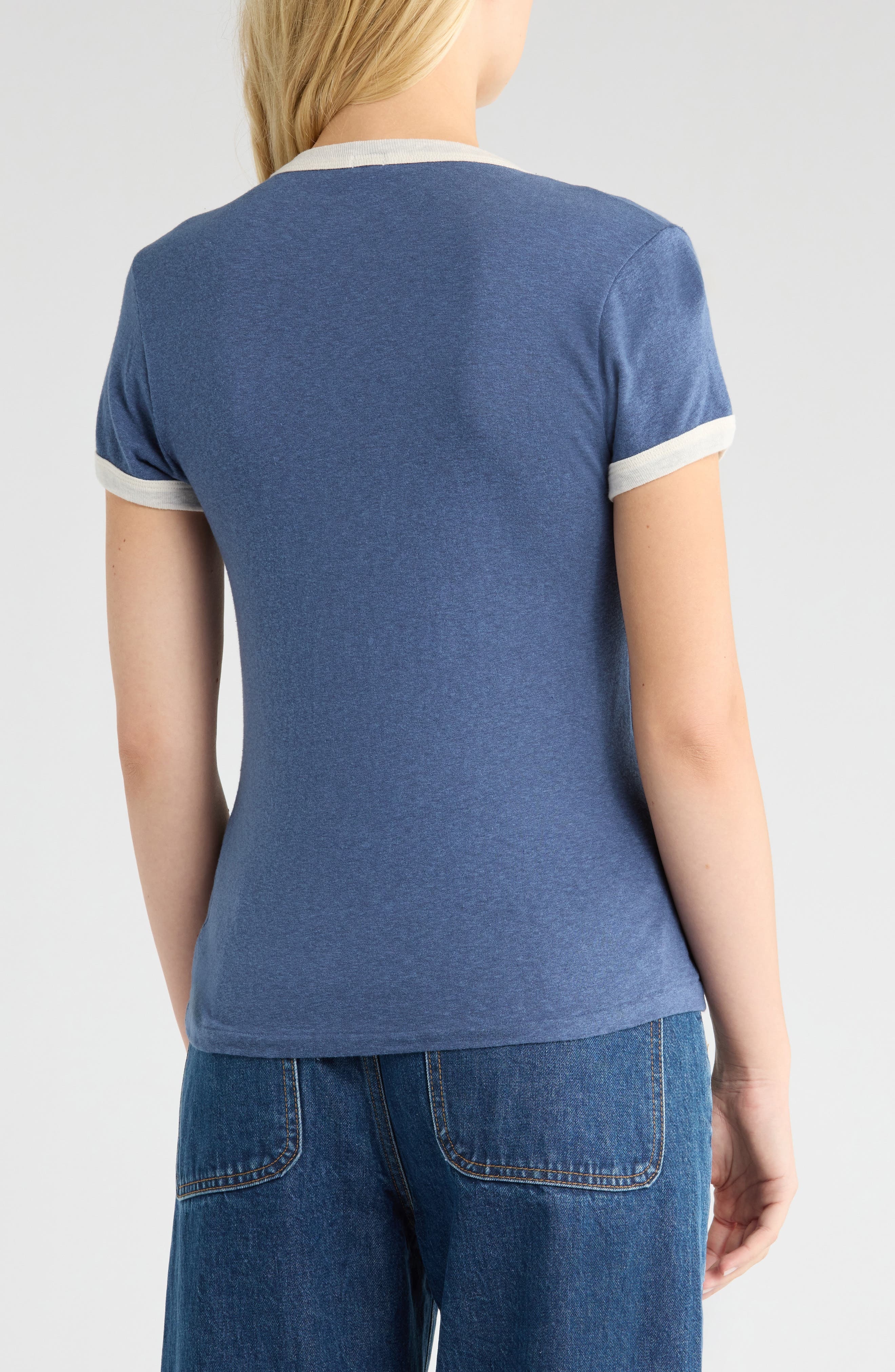 Re/Done '60 Slim Graphic Ringer T-Shirt in Navy White at Nordstrom - 2