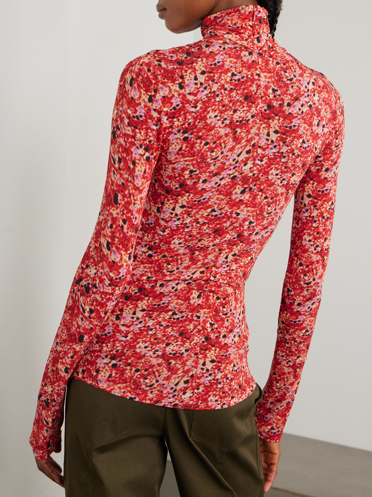 Joyela Printed Stretch-mesh Turtleneck Top - 3