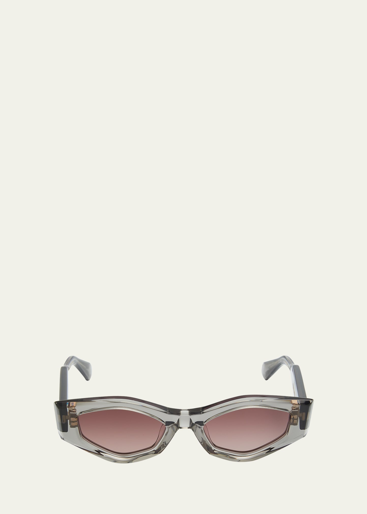 Tre Geometric Acetate & Titanium Oval Sunglasses - 3