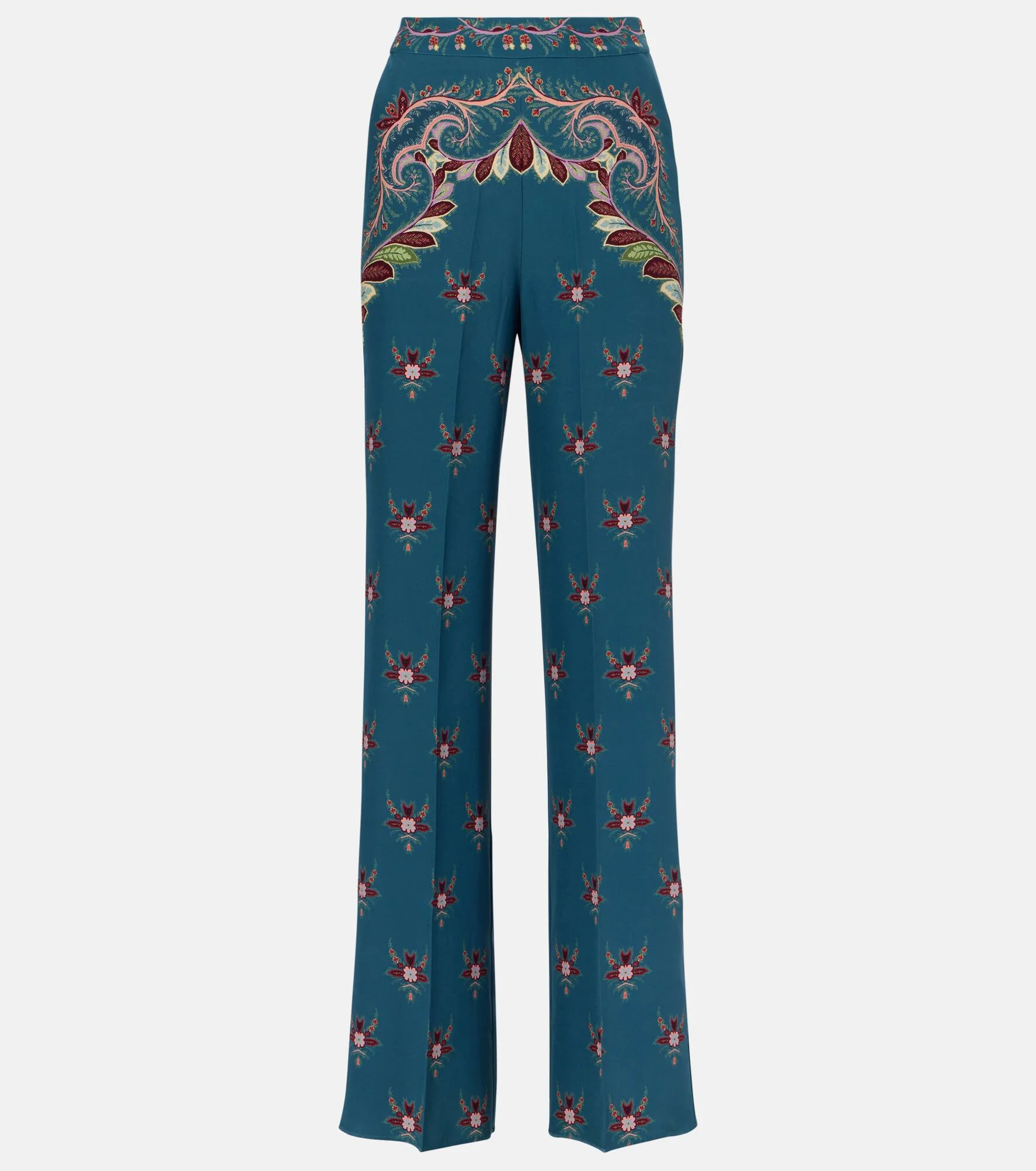 Floral printed silk flared pants - 1