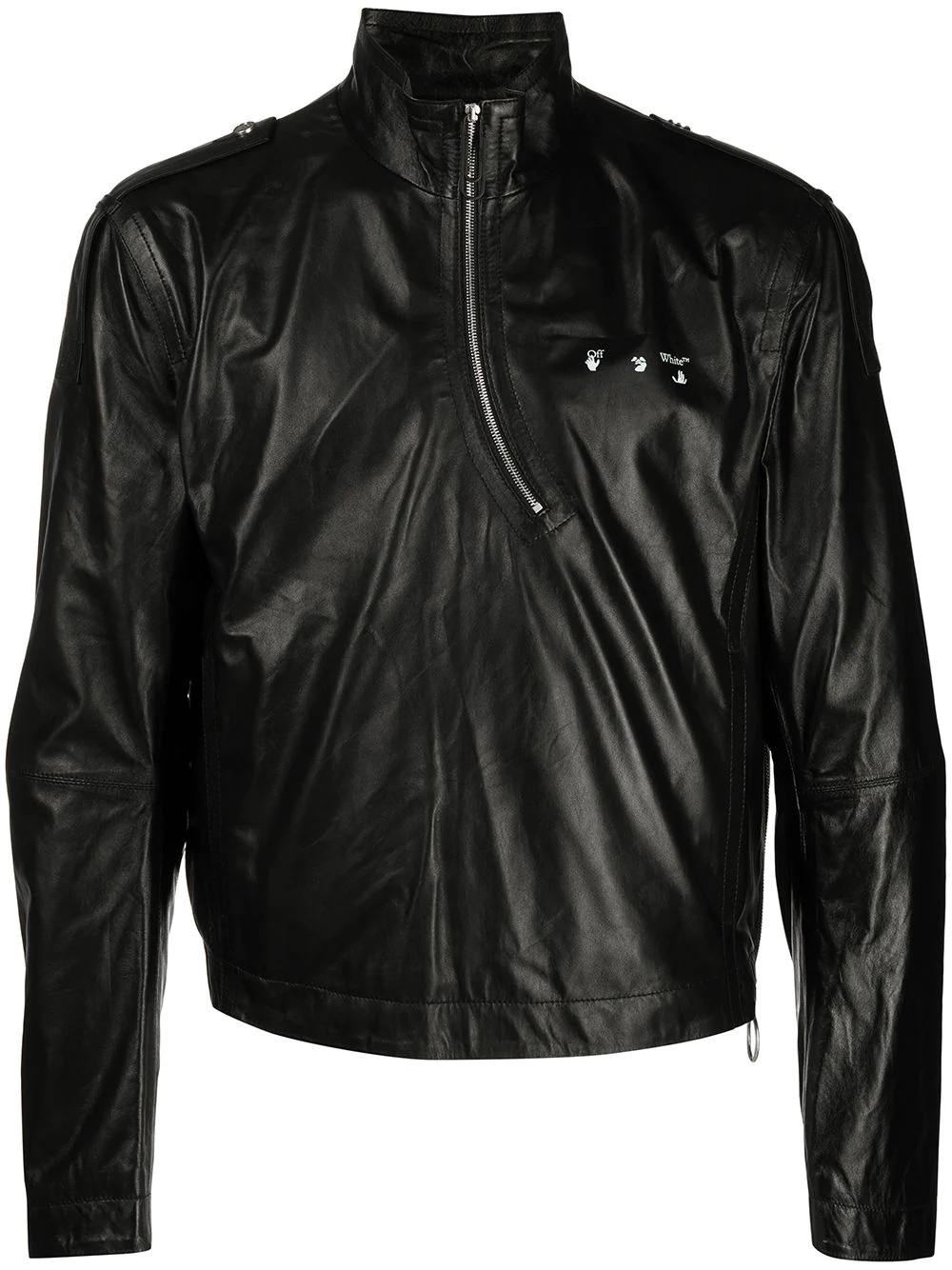 logo-print leather windbreaker - 1