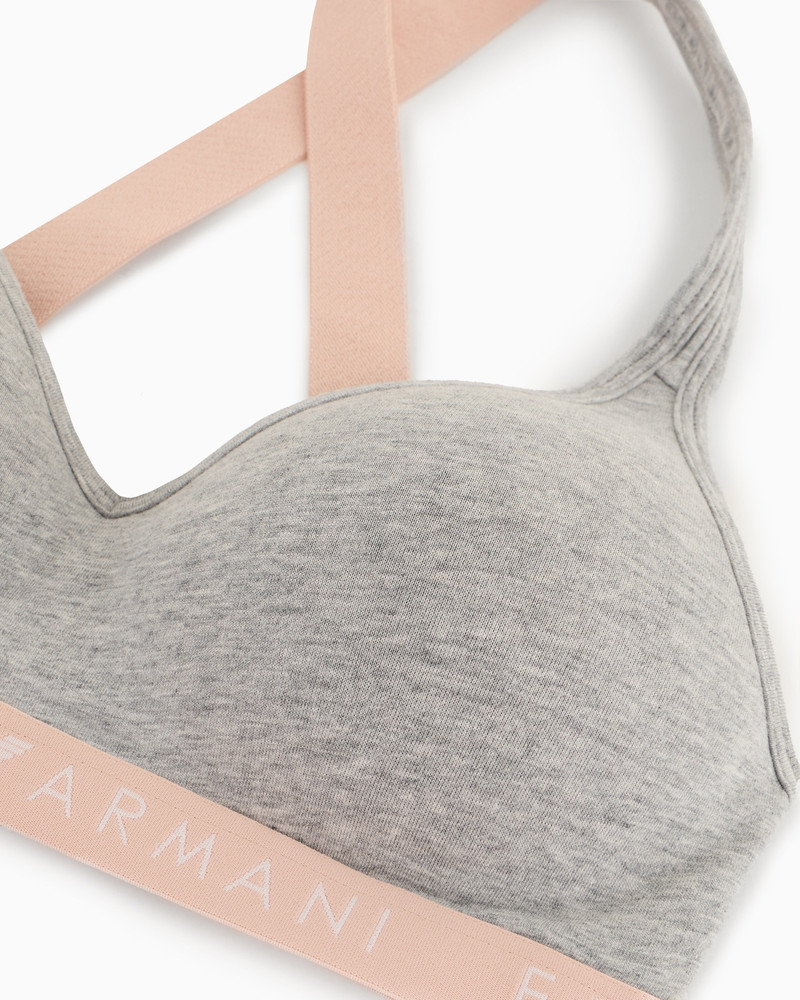 EMPORIO ARMANI ASV Iconic organic-cotton padded bralette with logo underband outlook
