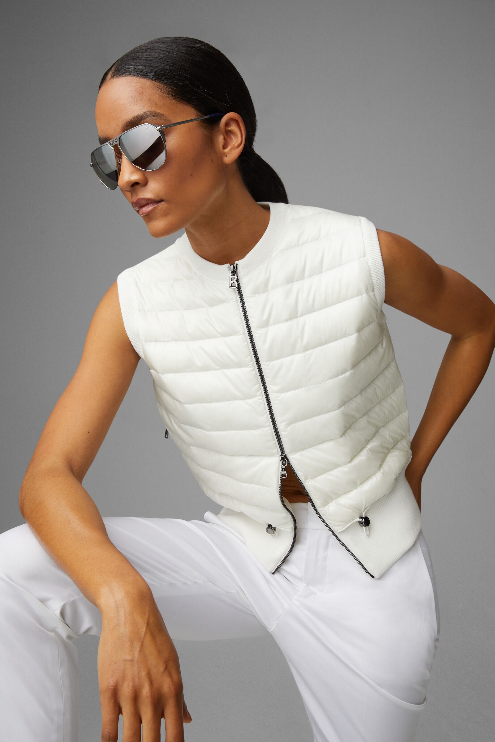 Allisa Hybrid knitted vest in Off-white - 9