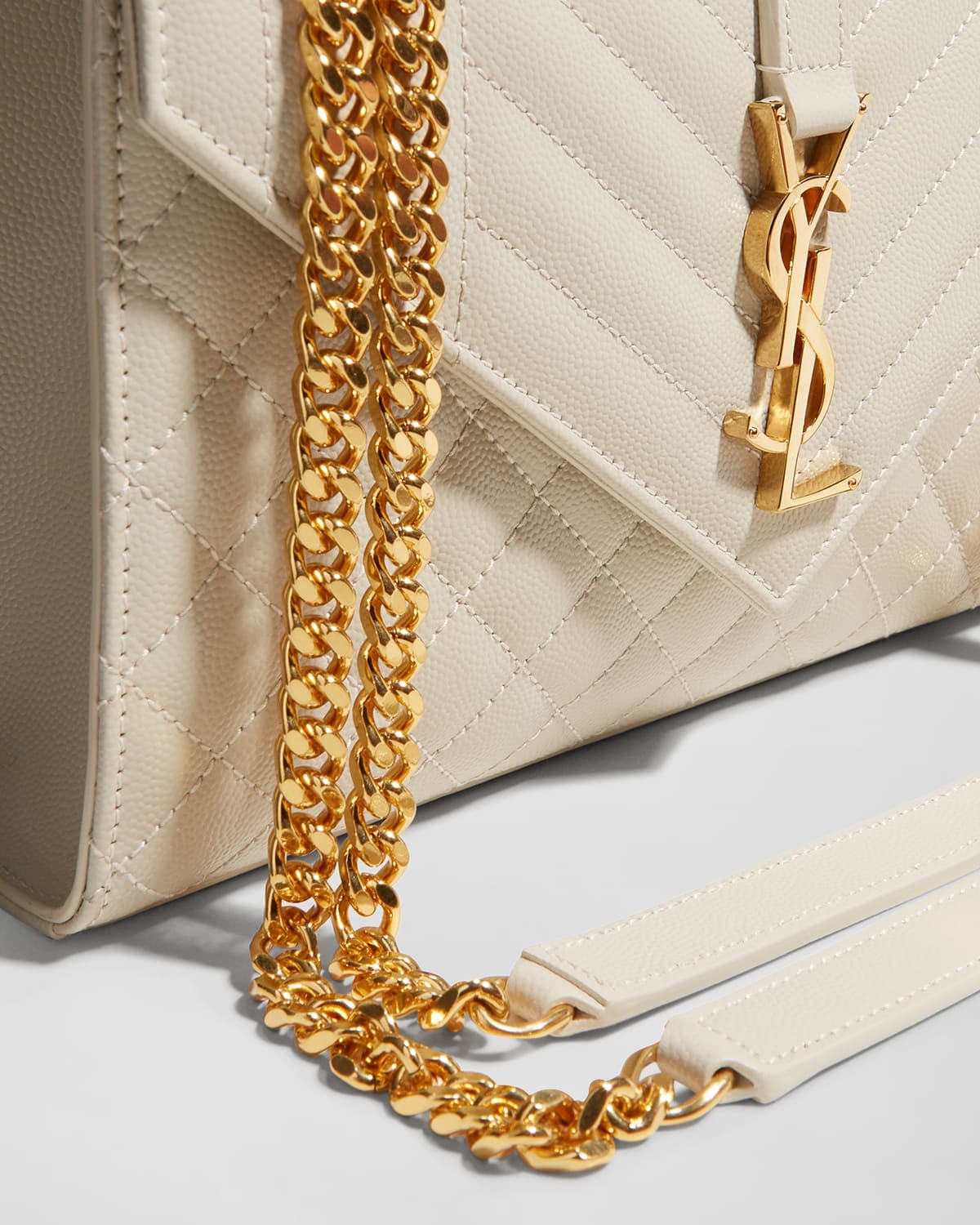 Envelope Triquilt Medium YSL Shoulder Bag in Grained Leather - 7