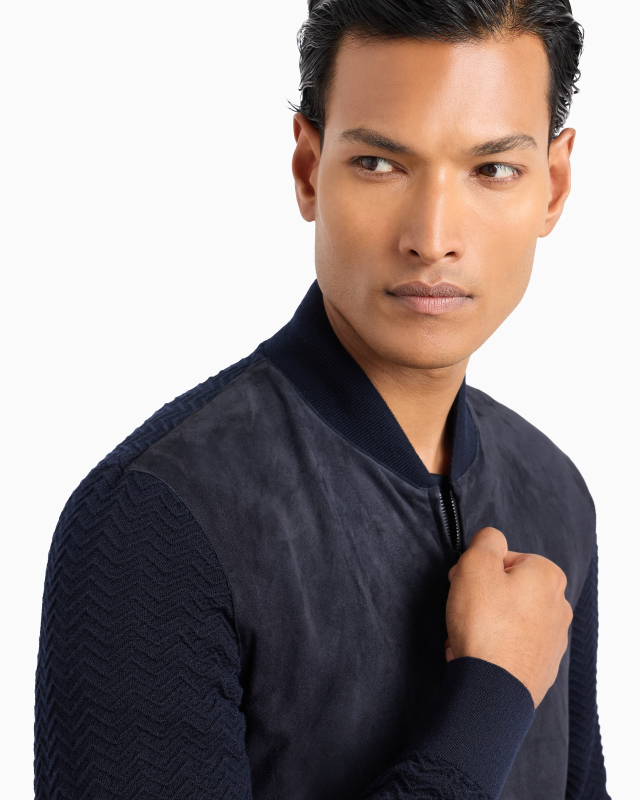 Lambskin suede and cashmere-blend knit zipped blouson - 5