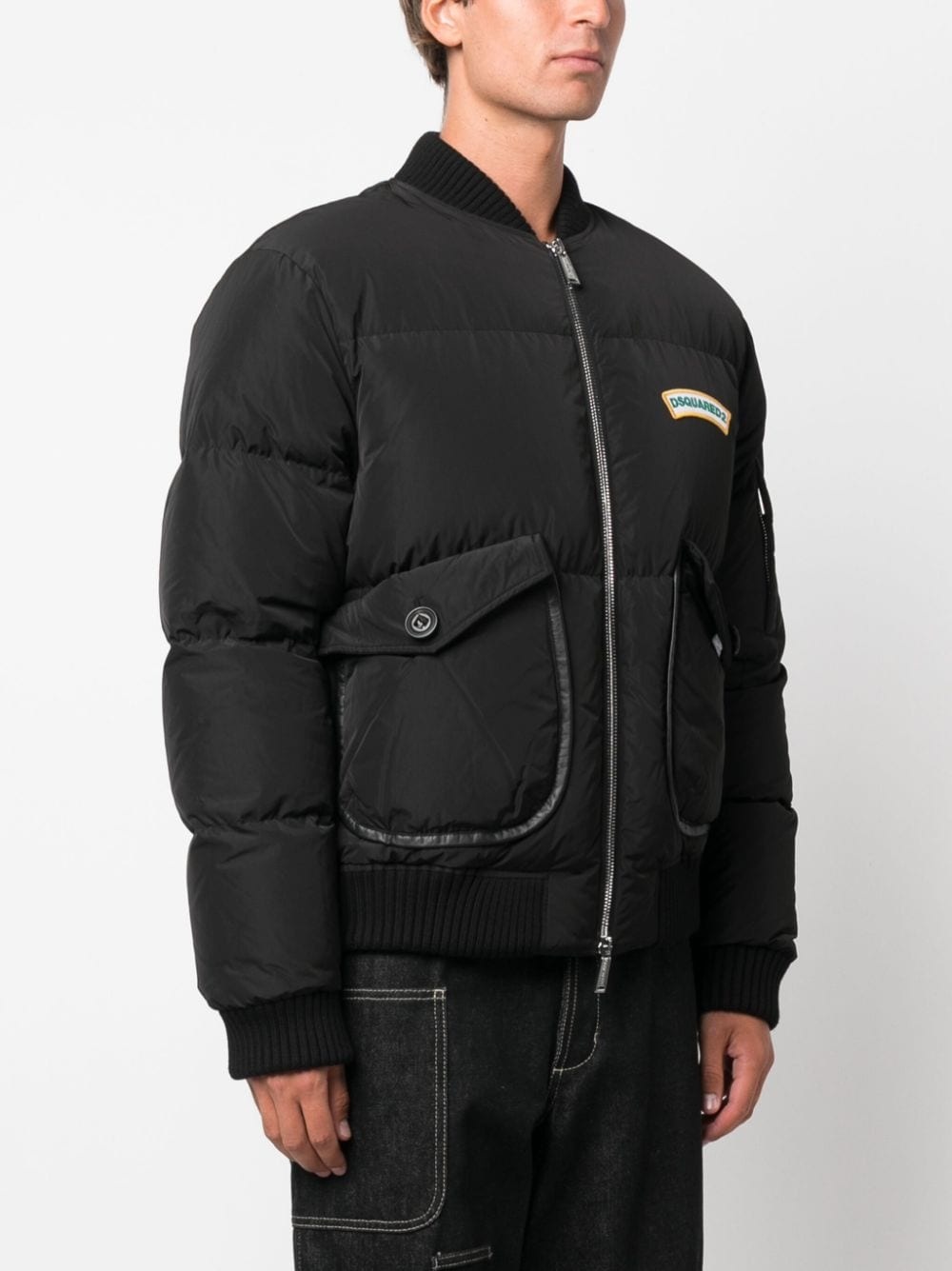 logo-print puffer bomber jacket - 3