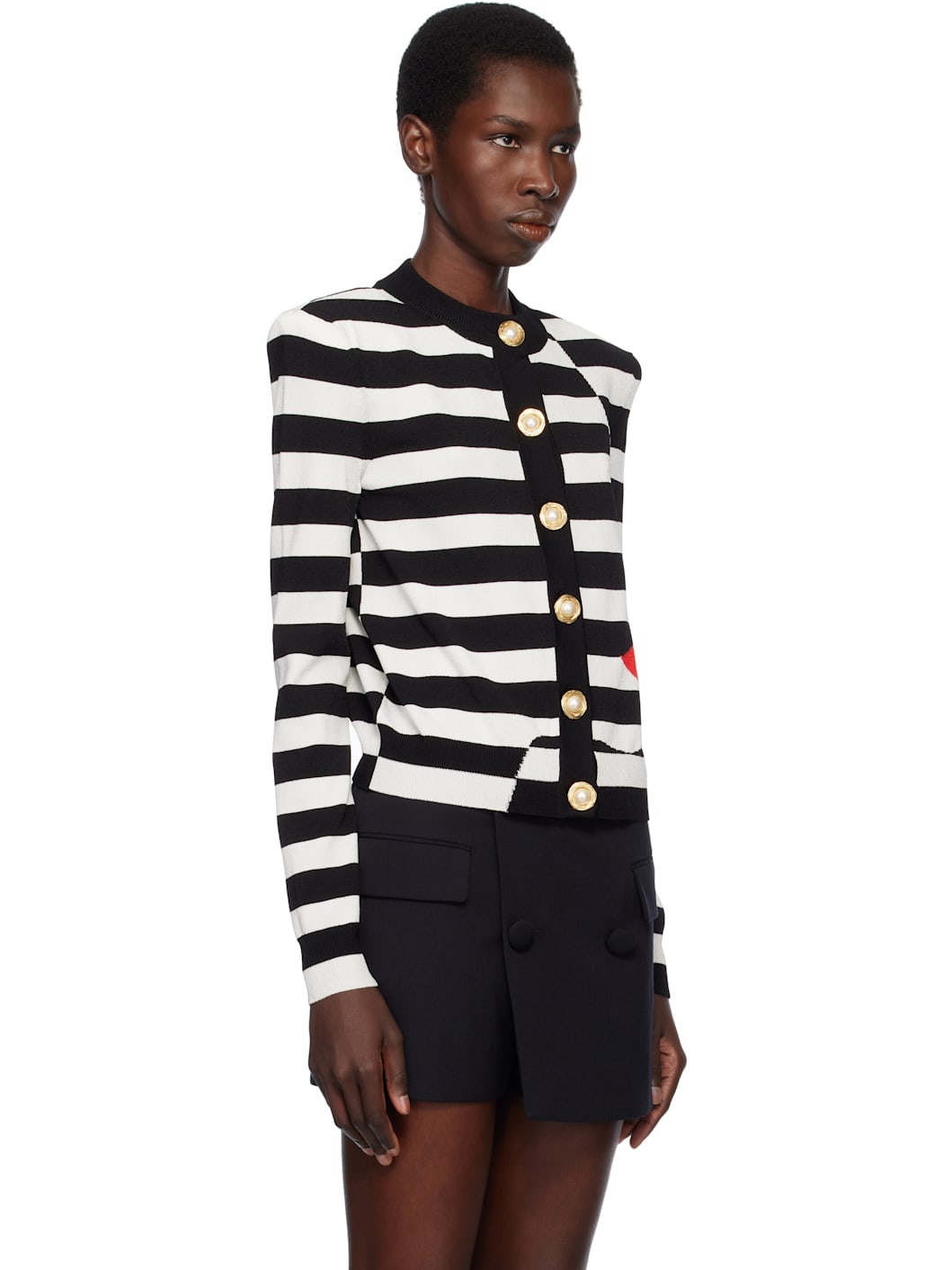 Black & White Knit Marinière Face Cardigan - 2