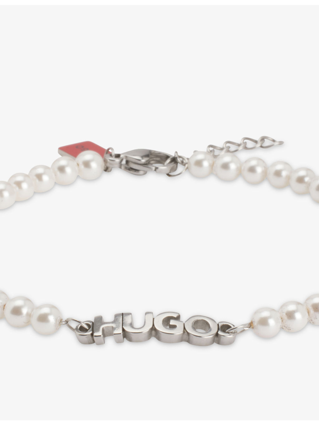 Logo-Plaque Stainless-Steel And Pearl Bracelet - 2