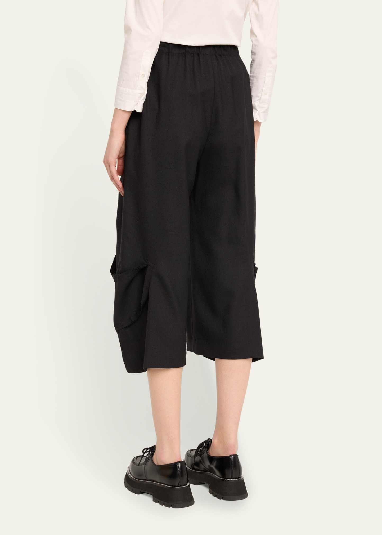 Cropped Raw-Cut Wool Pants - 3