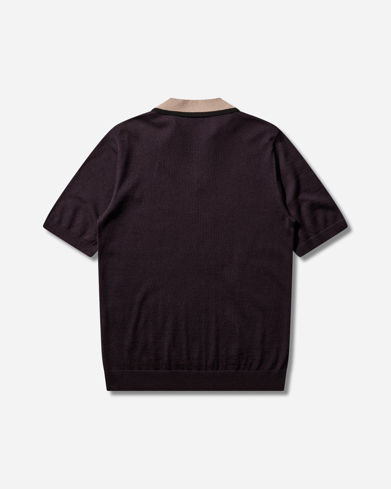 Dries Van Noten Men's Merino Wool Polo Shirt Dark Purple outlook