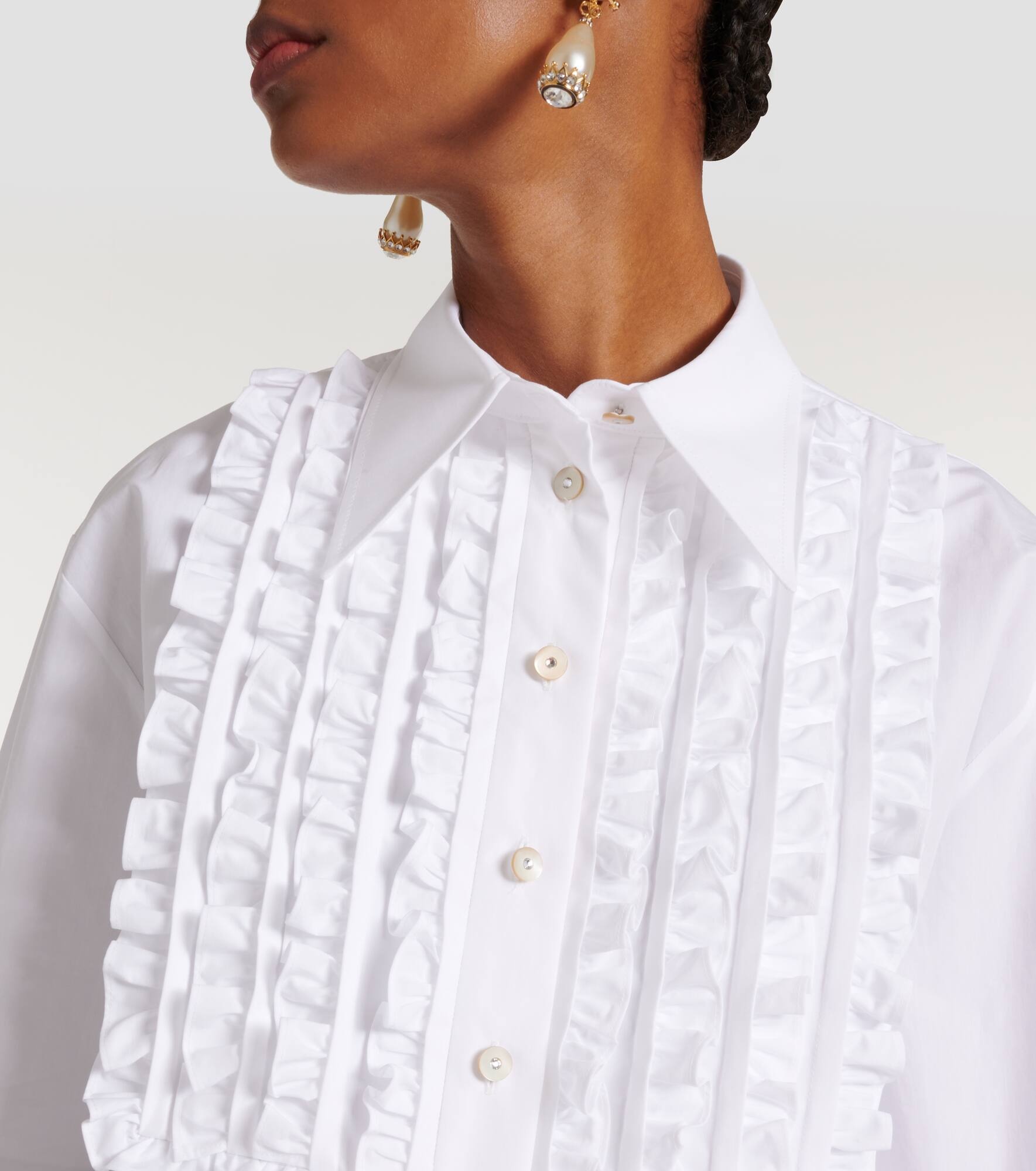 Ruffled cotton poplin shirt - 4