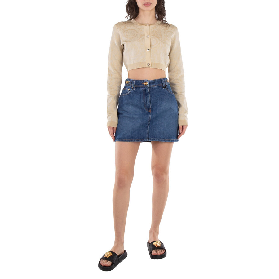 Versace Barocco Lurex Cropped Cardigan - 3