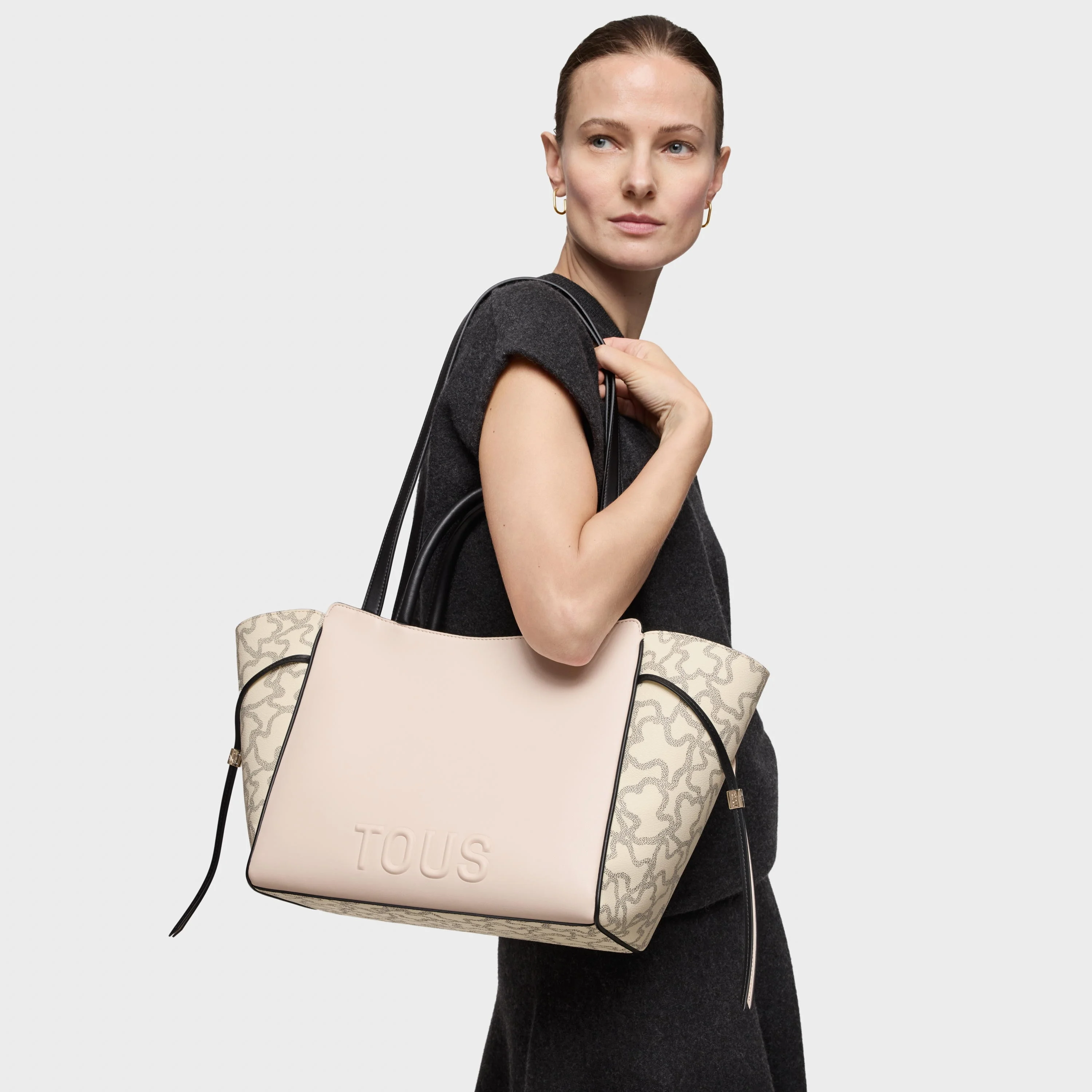 Medium black and beige City bag Kaos Icon - 1