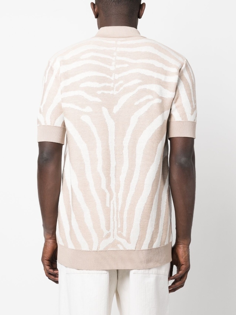zebra-jacquard polo shirt - 4