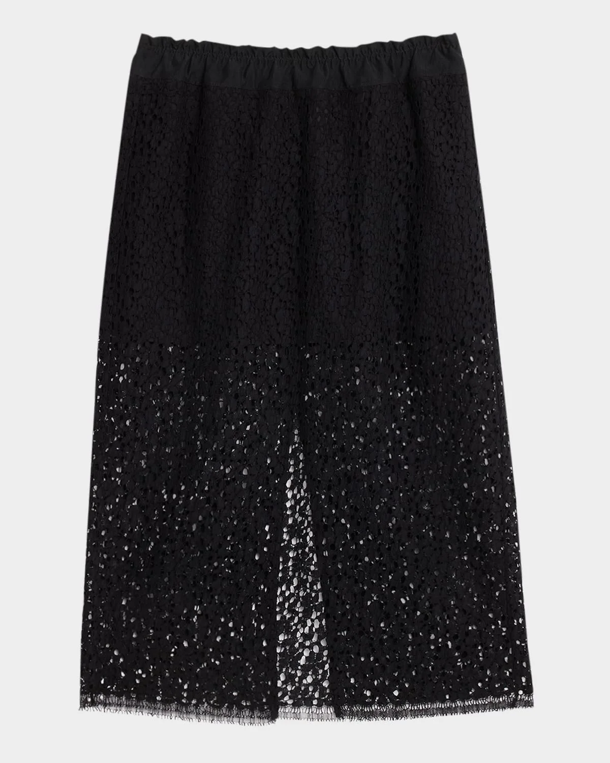 Lace Ruched Skirt In Black - 1