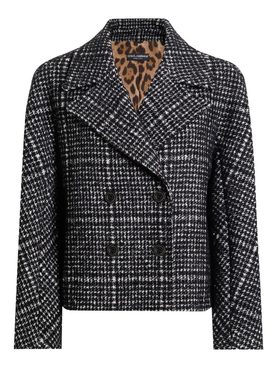 Dolce & Gabbana Short Double-Breasted Checked Coat - 1