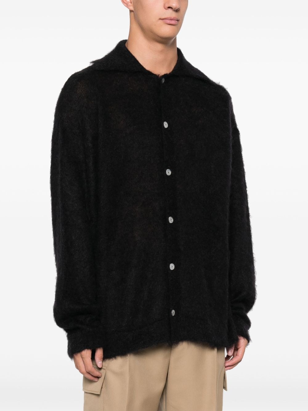logo-patch buttoned cardigan - 3