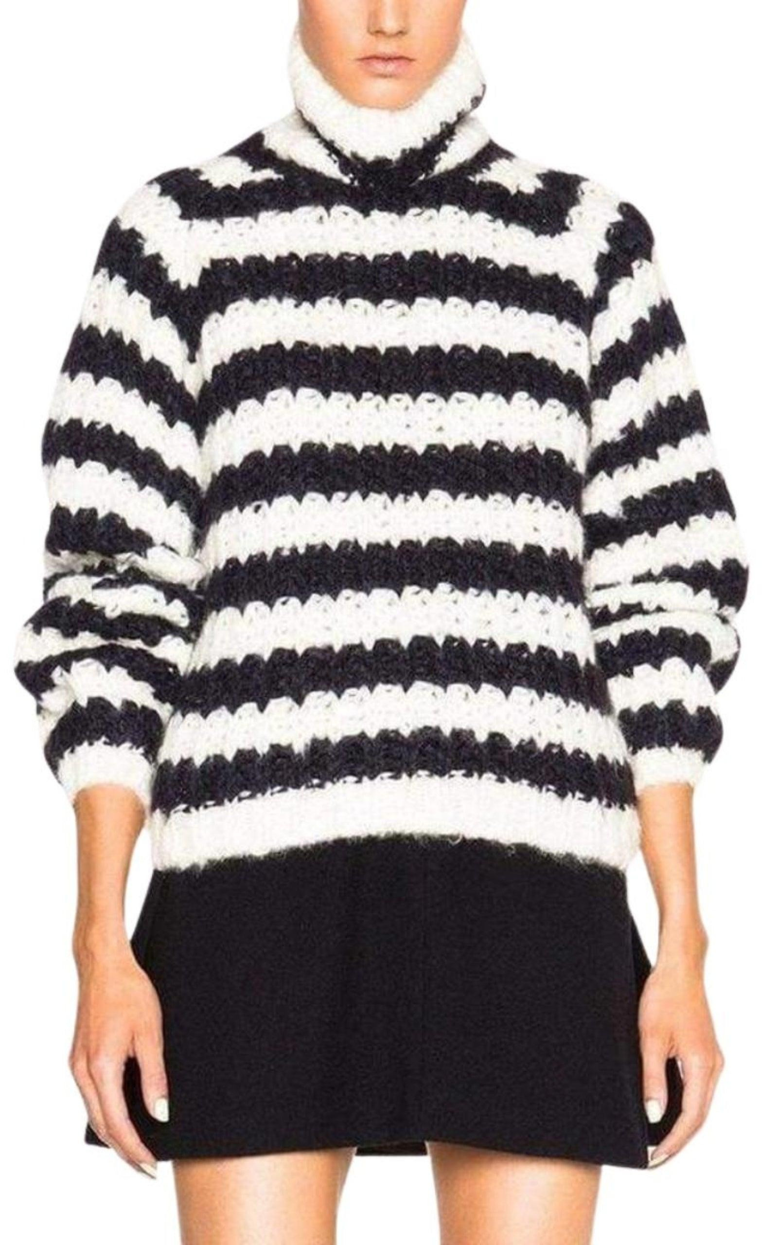 Striped Mohair Blend Sweater - 2