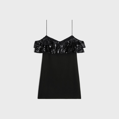 CELINE embroidered mini dress with ruffles in wool sablé outlook