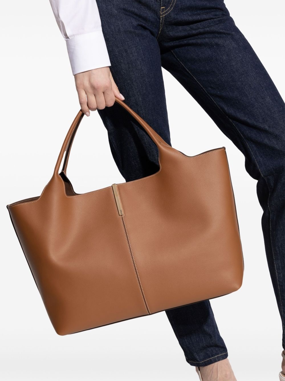 medium leather tote bag - 2