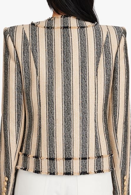 Ecru and black cotton piqué jacket - 8