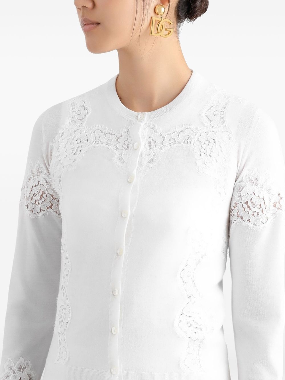 lace-detailing cardigan - 4