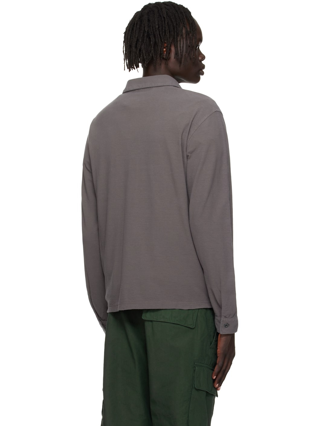 Gray 2200011 Long Sleeve Cotton Jersey Polo - 3