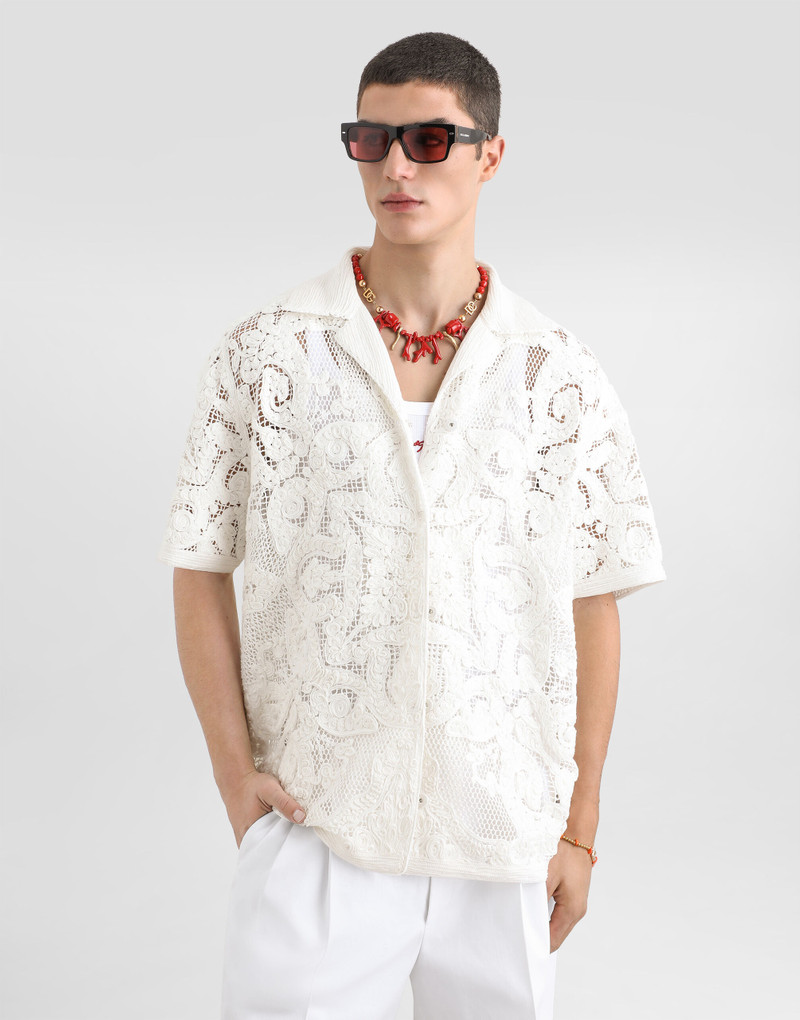 Cotton shirt with macramé embroidery 4
