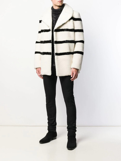 SAINT LAURENT striped shearling coat outlook