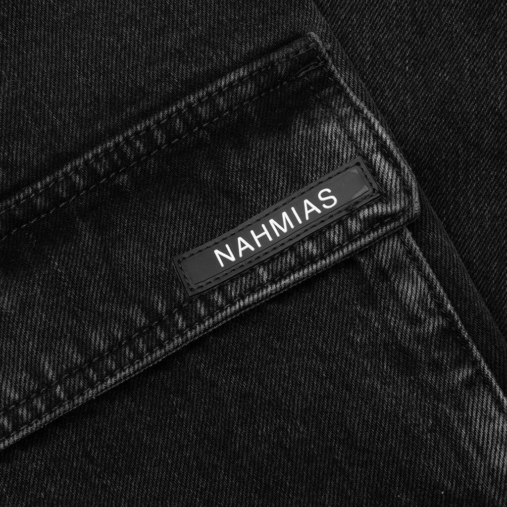 DENIM LOGO CARGOS - CHARCOAL WASH - 5