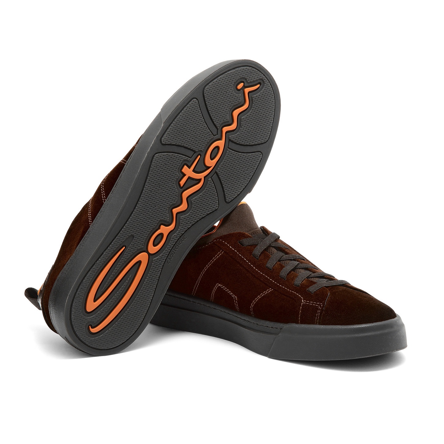Men's dark brown suede and leather slip-on sneaker - 3