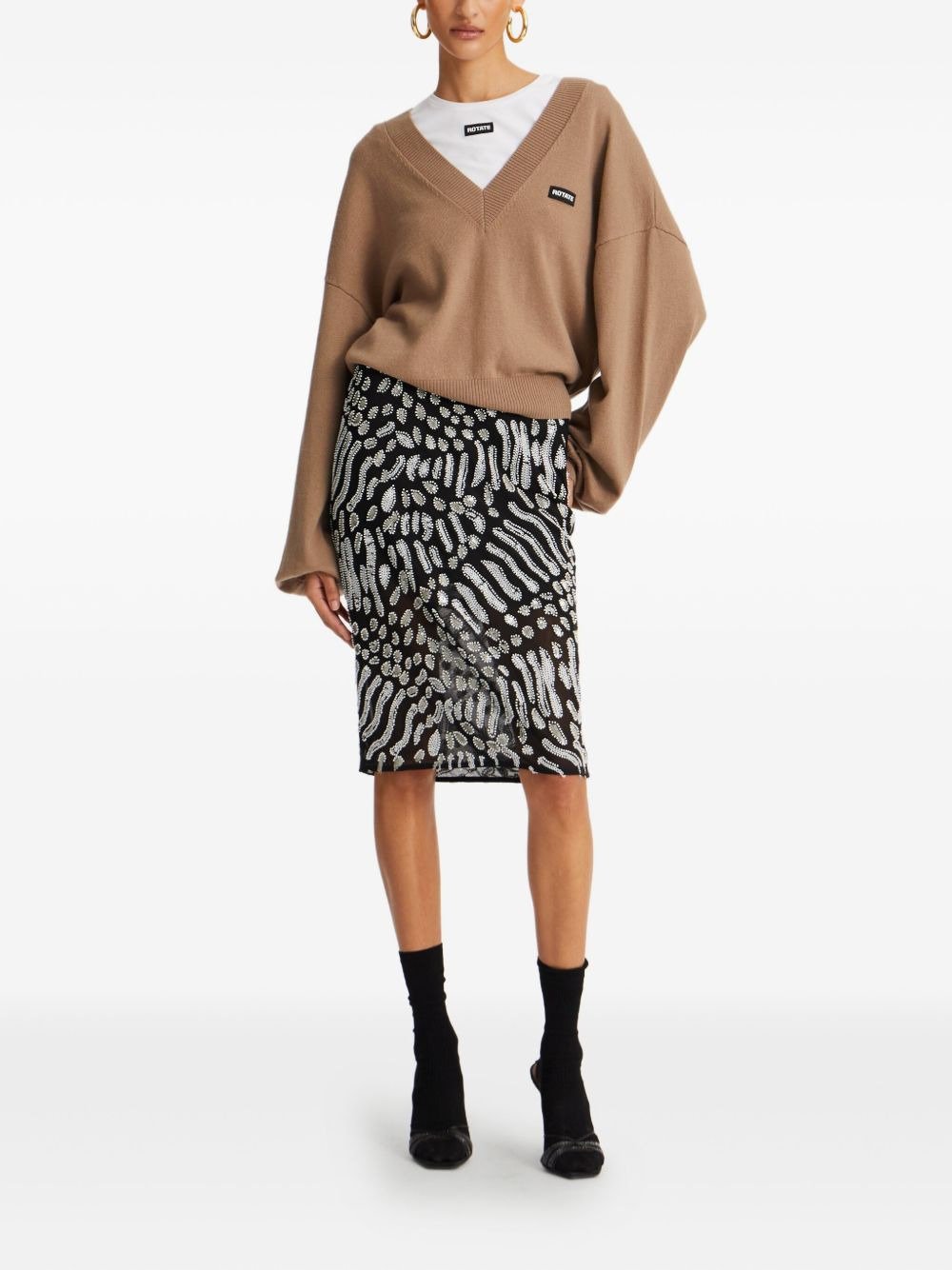 v-neck long-sleeve sweater - 2