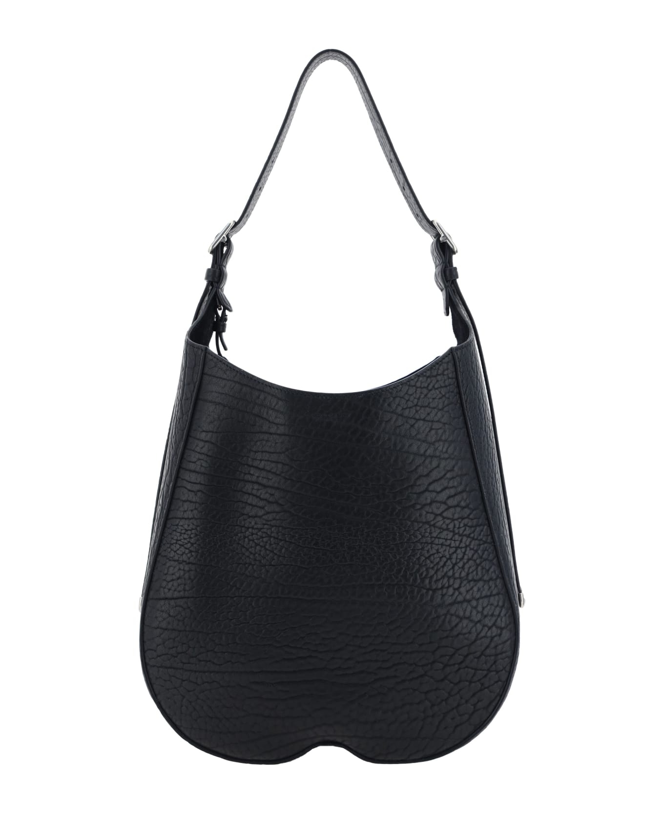 Black Leather Medium Chess Shoulder Bag - 1