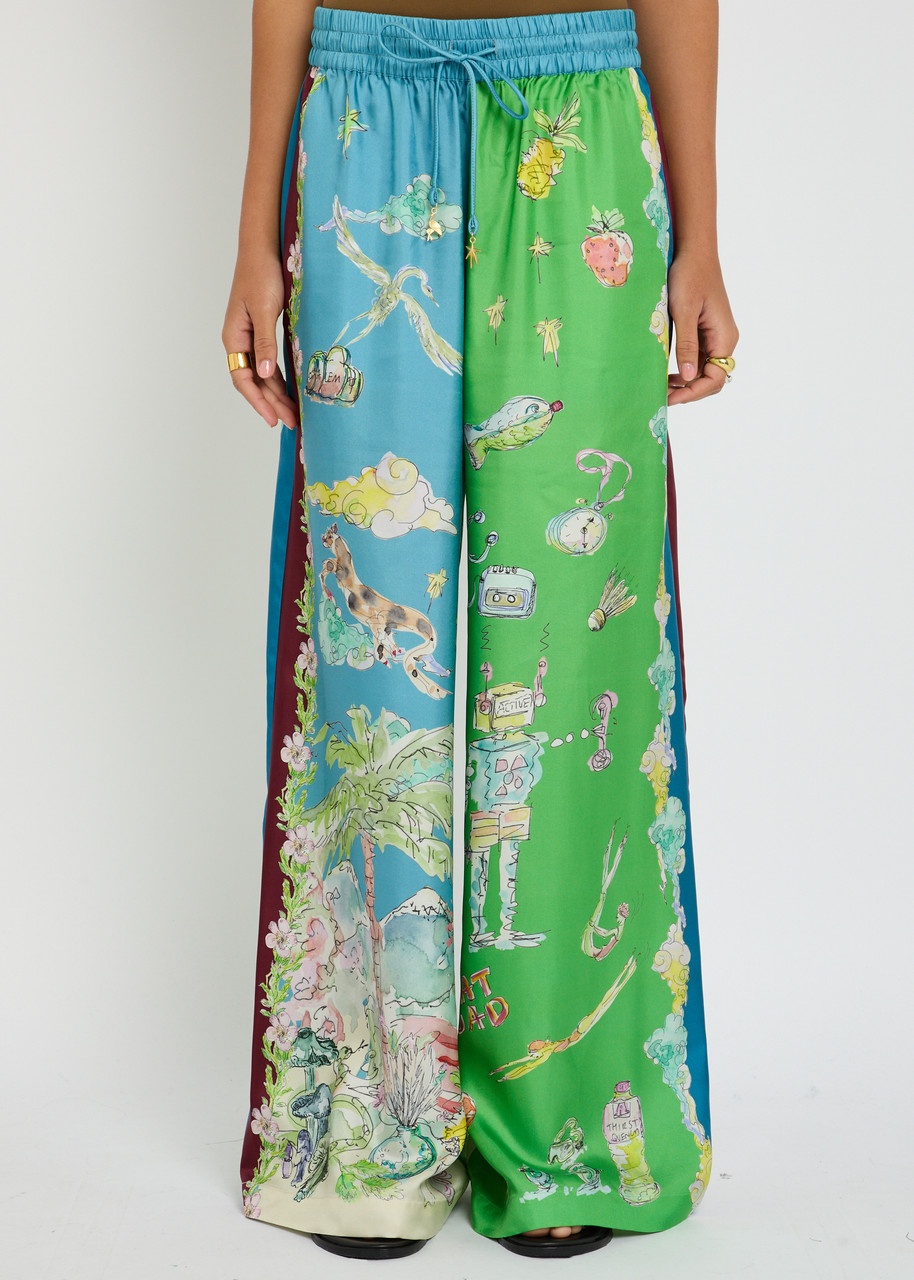 Alemais Daria Printed Silk-twill Trousers - 2
