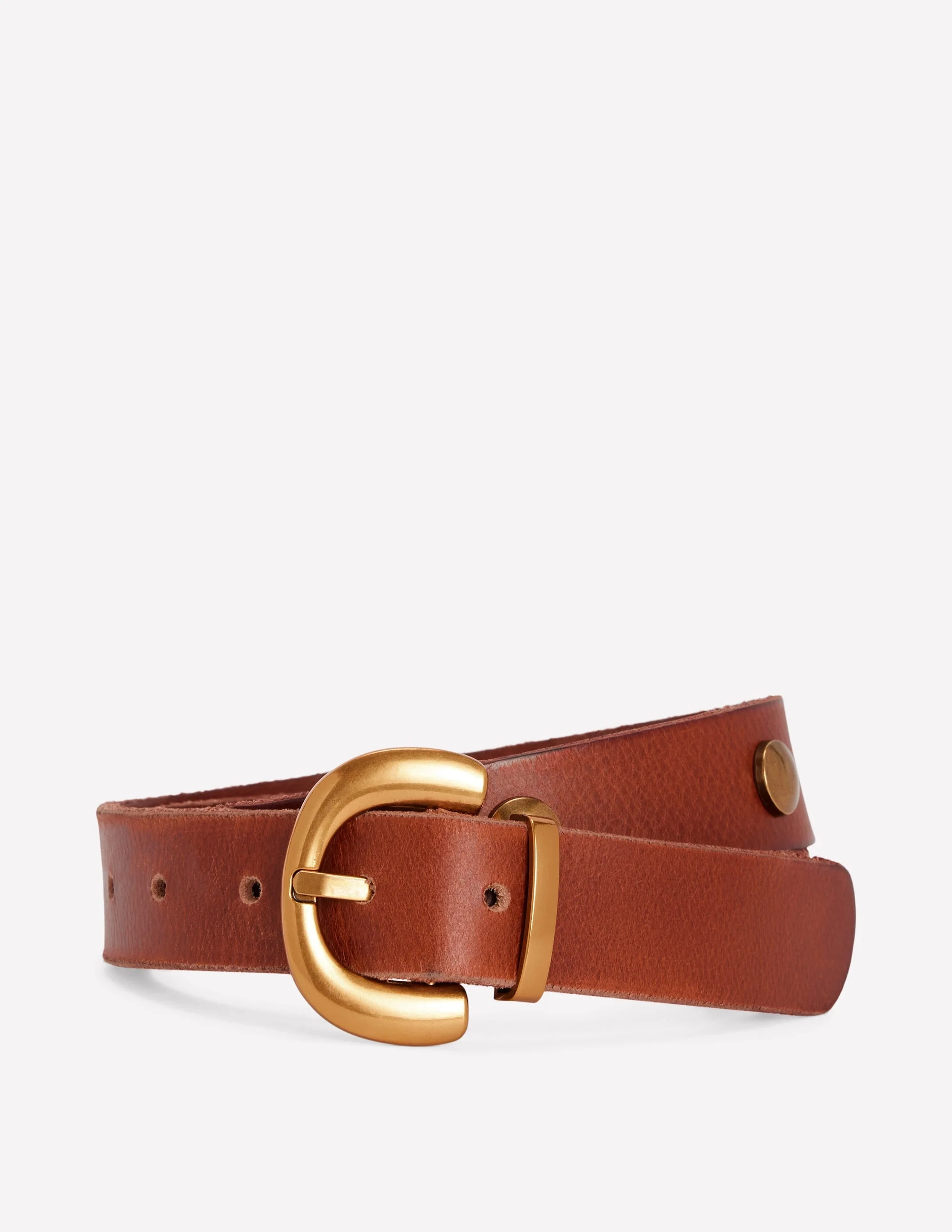 Stud Buckle Belt-Tan - 1