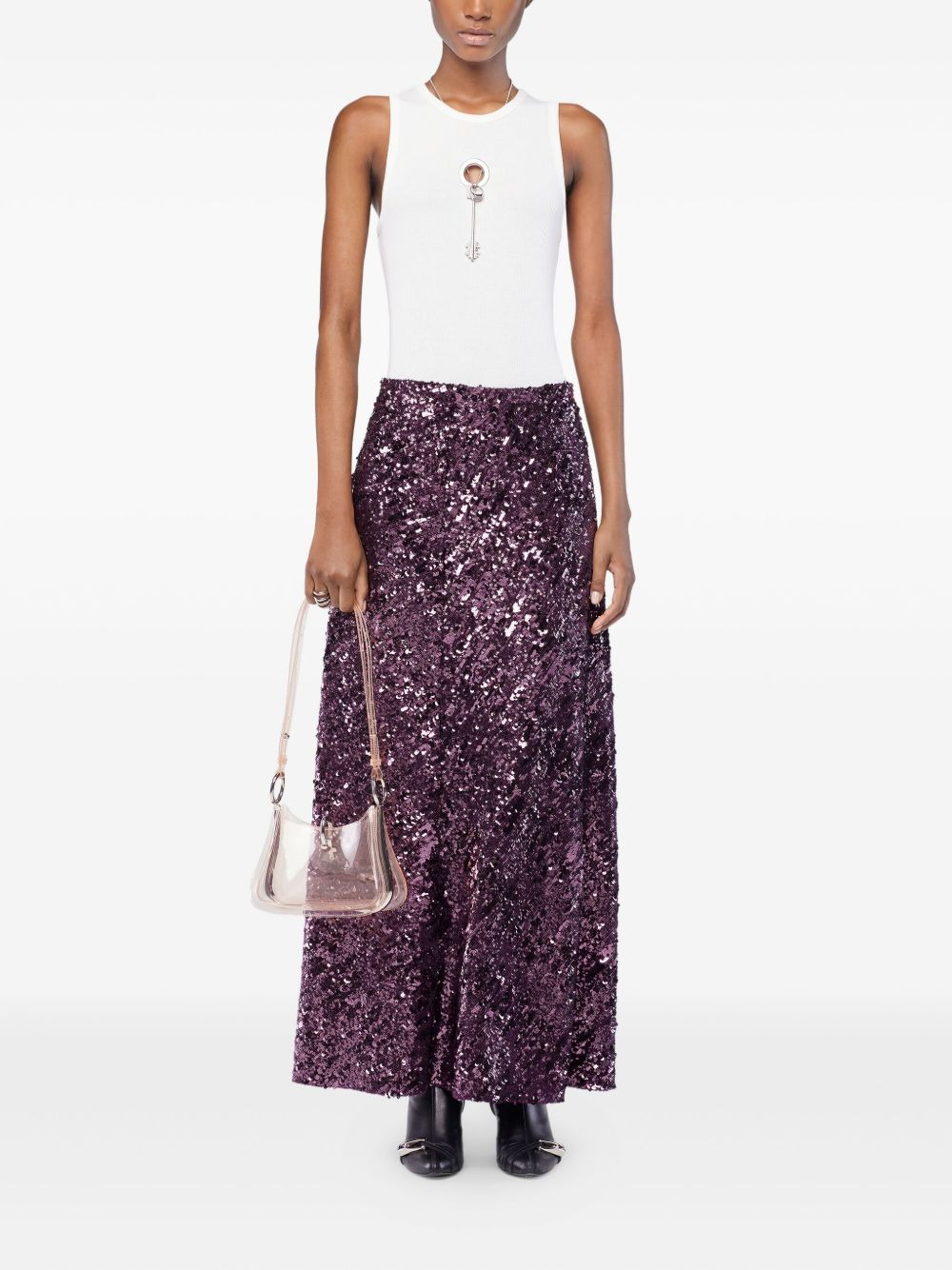 eyelet-detail ribbed tank top - 2