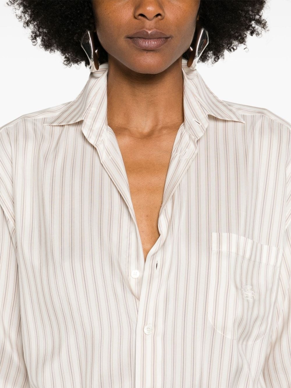 Pegaso-embroidered striped shirt - 5