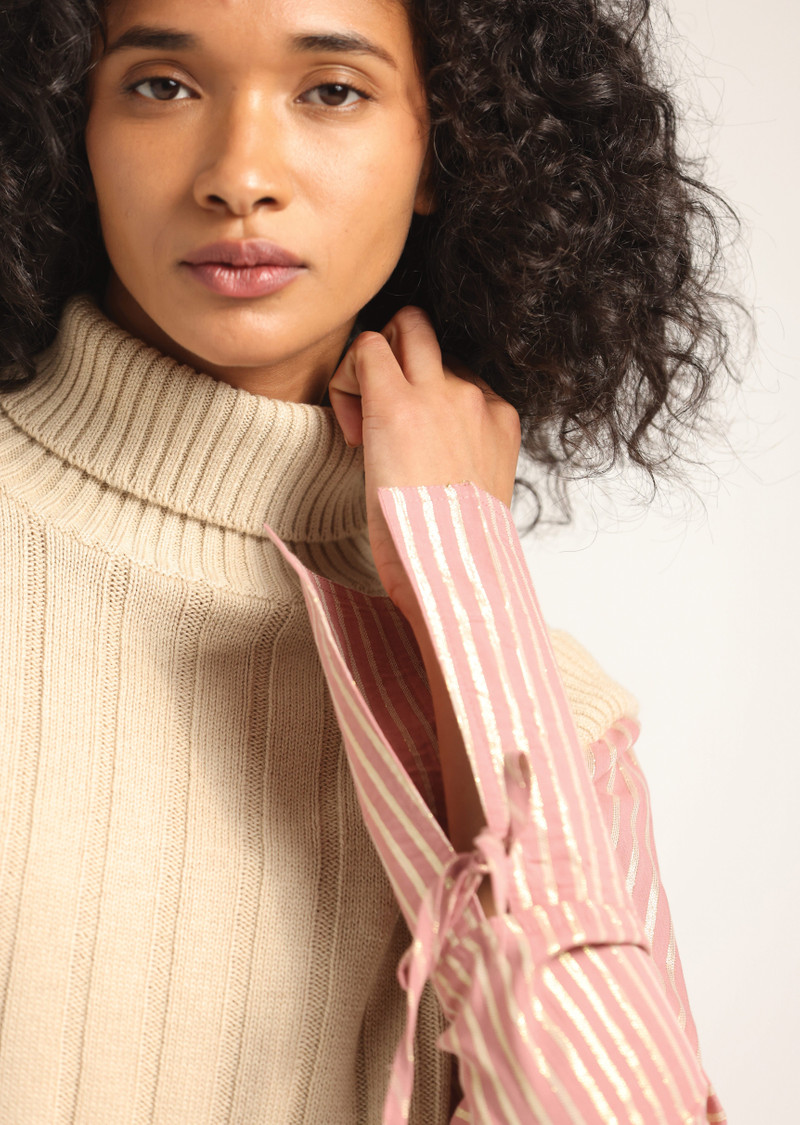 PAOLA MIXED MEDIA TURTLENECK SWEATER 2