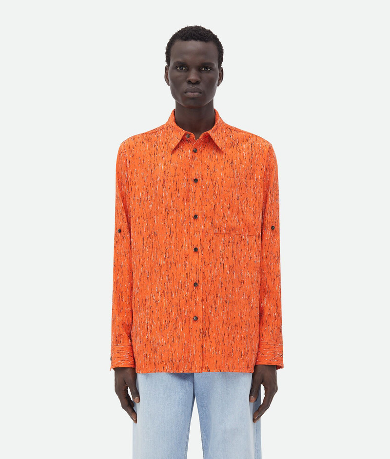 Textured Viscose Stripe Shirt With "BV" Embroidery - 1