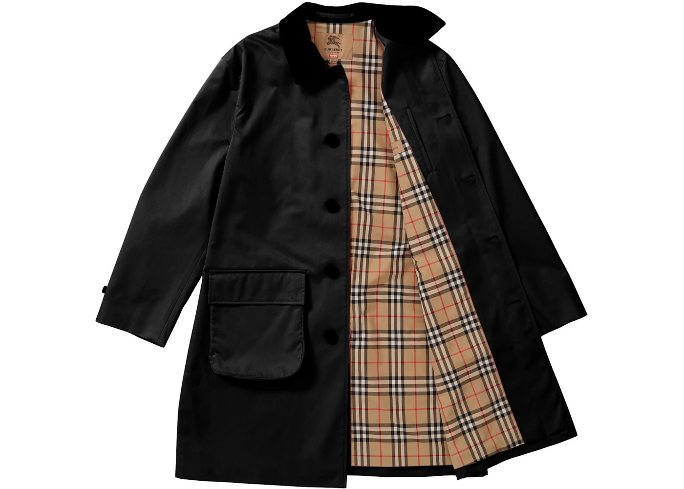 Supreme Burberry Leather Collar Trench Black - 2