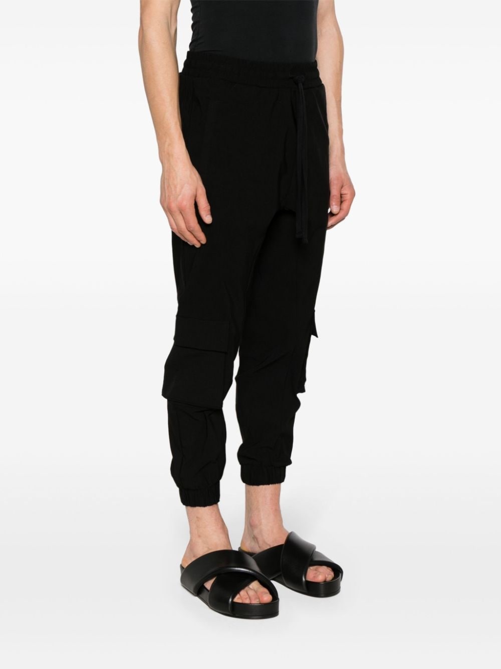 drop-crotch tapered-leg trousers - 3