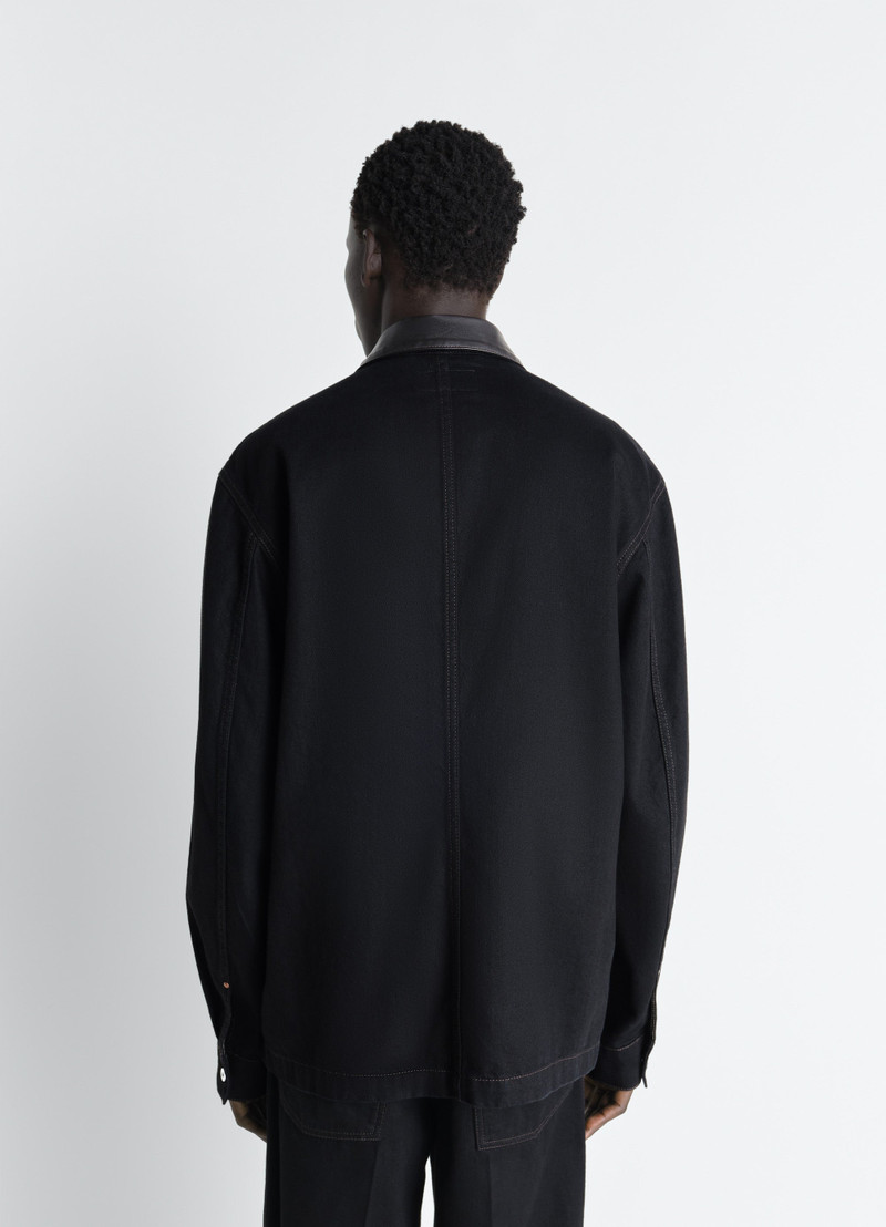 WORKWEAR OVERSHIRT WITH LEATHER COLLAR IN DENIM 6