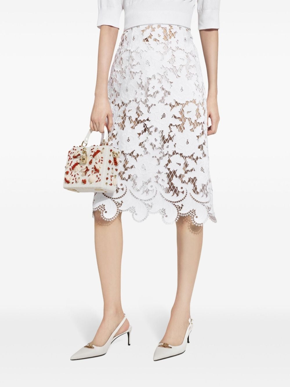 floral-embroidery open-work skirt - 6