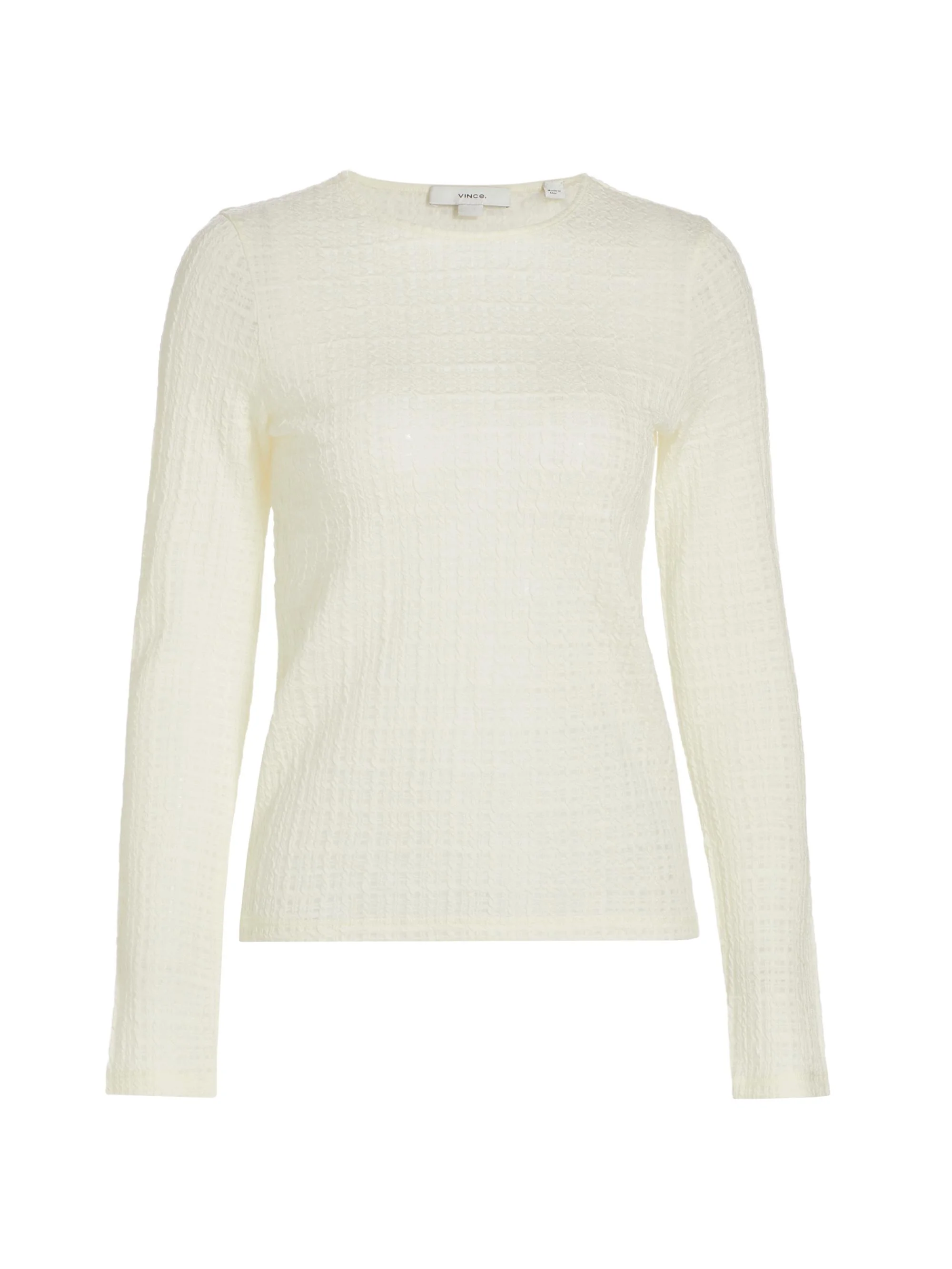 Women's Wool-Blend Plaid Jacquard Long-Sleeve T-Shirt - Lace - 1