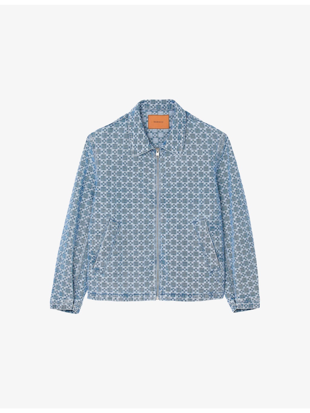 Monogram-Print Zip-Up Denim Jacket - 1