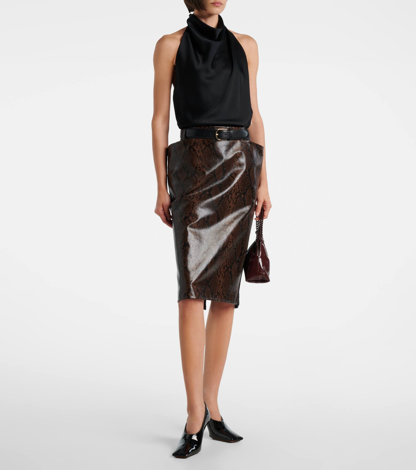 Snake-effect midi skirt - 2