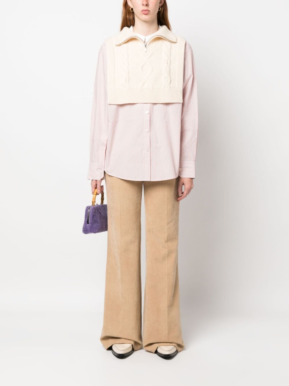 cable-knit cropped collar - 2