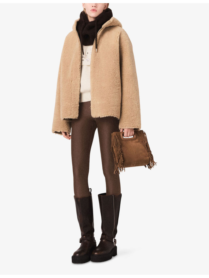 maje Reversible Hooded Shearling-Effect Coat outlook