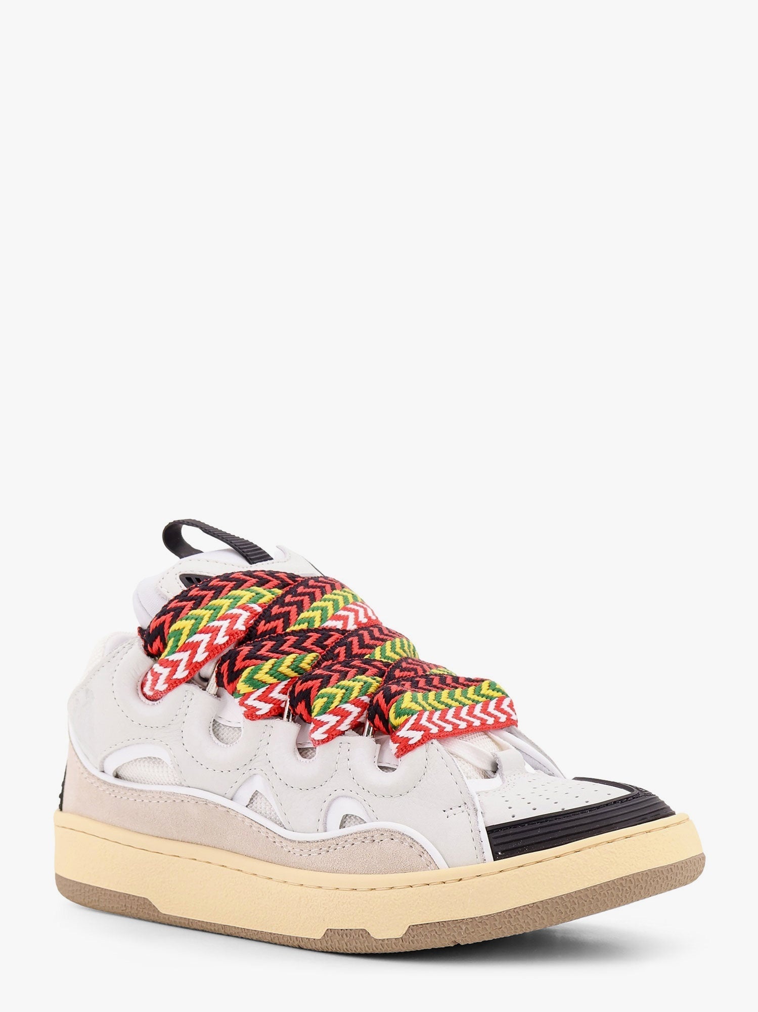 LANVIN PARIS - Curb leather sneakers with mesh inserts - 2