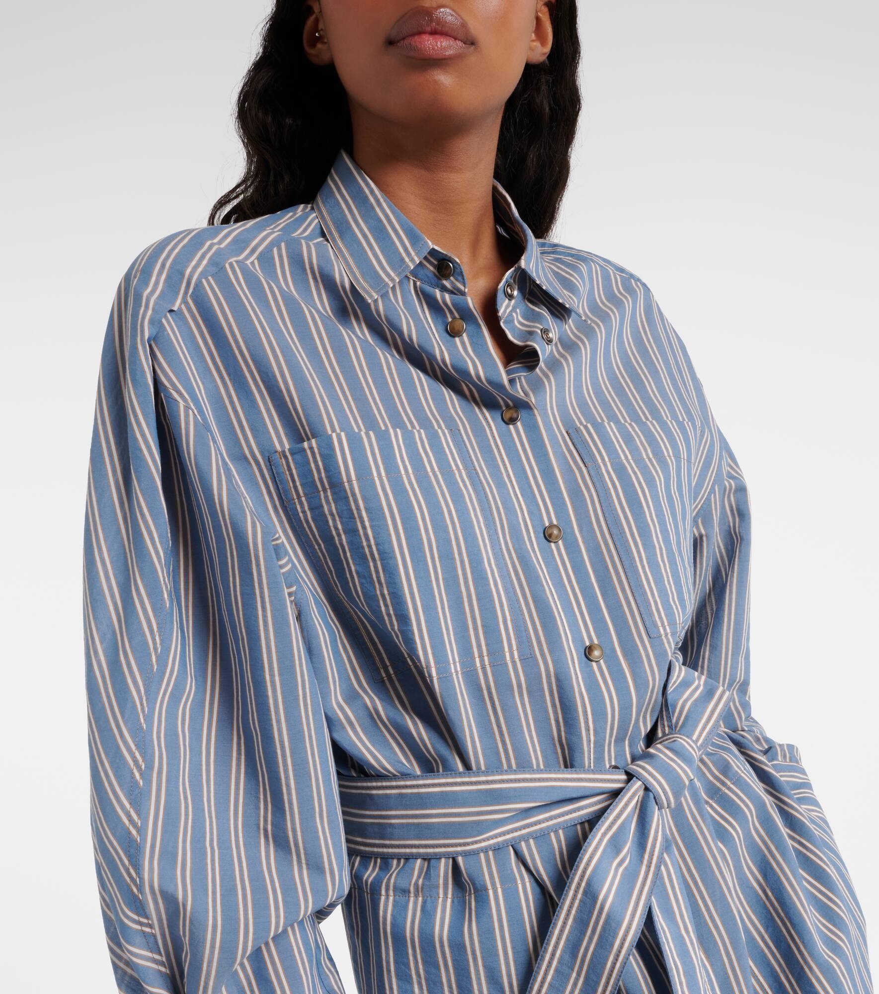 Striped cotton and silk shirt dress - 4